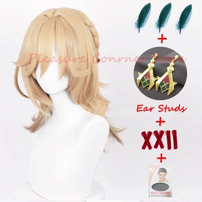Genshin Impact Kaveh Cosplay Wig Pre Braided Linen Heat Resi