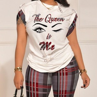 Women Casual Two Pieces Set Summer Fashion Letter Printed O