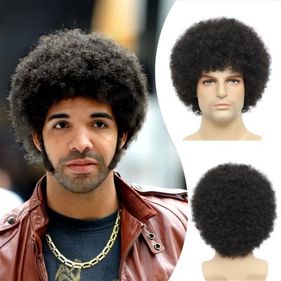 BCHR Afro Kinkly Curly Wigs Synthetic Wig for Black Men Natu