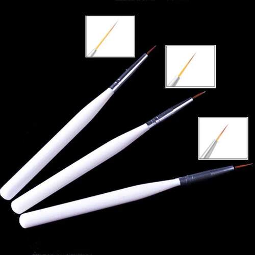 3Pcs Nail Art Liner Brushes French Stripe 3D Tips Line Strip