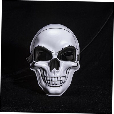White ghost head skull mask Halloween scary cold light mask