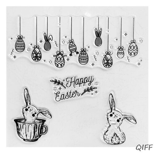 Easter Pendant Egg Bunny Silicone Clear Seal Stamp DIY Scrap