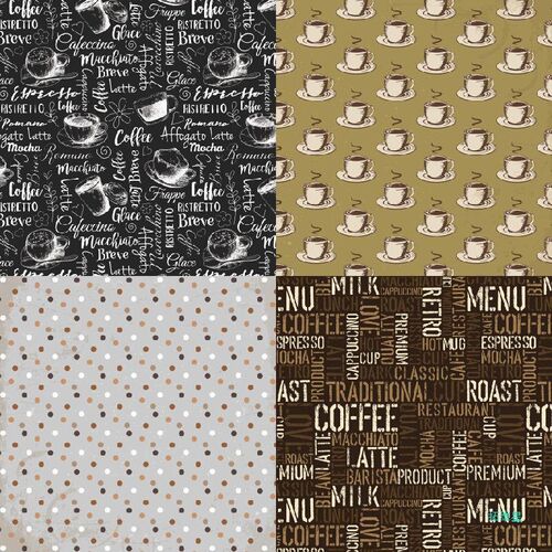 12/24 Sheets Cafe Coffee Lover Scrapbook Background Paper跨