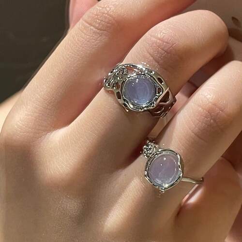 Elegant White Opal Irregular Crystal Ring Fashion Vintage Me