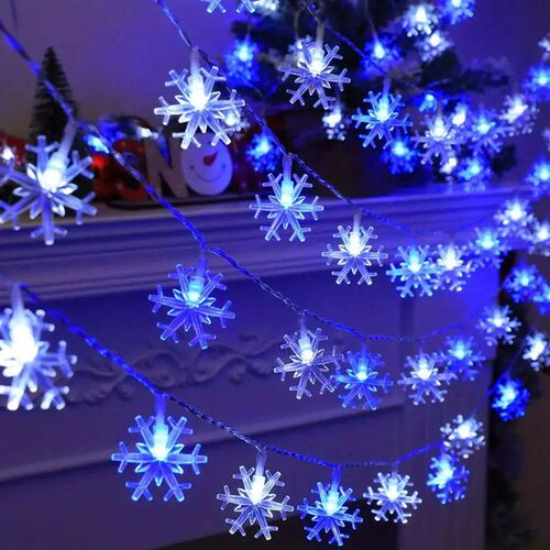1pc LED Christmas Snowflake String Light Indoor & Outdoor Ha
