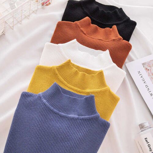 New Turtleneck Knitted Sweater Female Casual Pullover Women