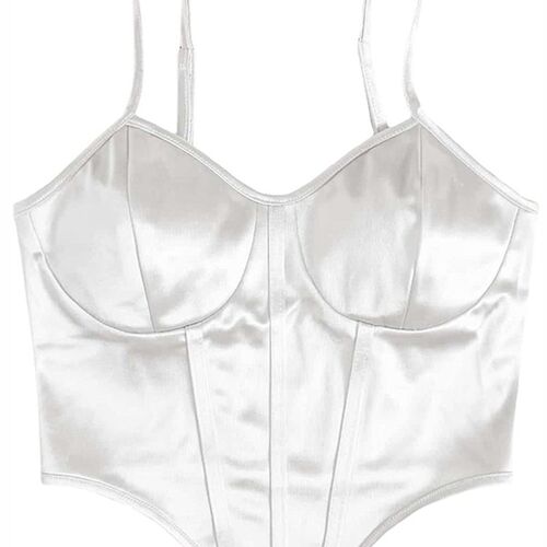 Women Curved Hem Satin Cami Top