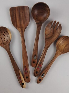 Teak spatula Solid wood small rice spoon soup slotted spoon