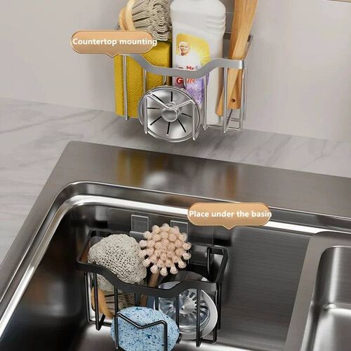 Sponge Holder for Kitchen Sink with Adhesive Hook Rustproof