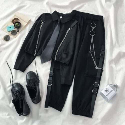 Women Sets New Style Suit Korean Loose Tie Shirt + High-Wais