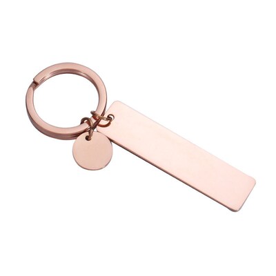 Mirror stainless steel long disc key chain small tag accesso
