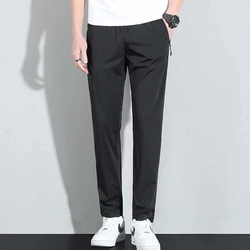 Marseg Ice Silk Pants Mens Thin Summer Draping Stetch Breat - 实物图