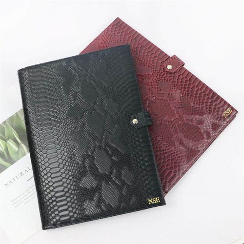 Monogrammed Letters Note Pad Document Bag Embrossed Pattern
