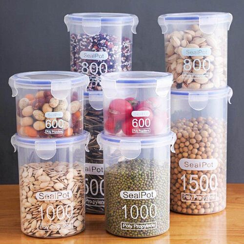 Large food storage container, plastic storage jar, kitchen s