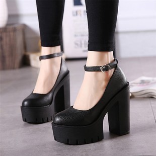 Gdgydh Womens Platform Chunky High Heels Ankle Buckle Strap
