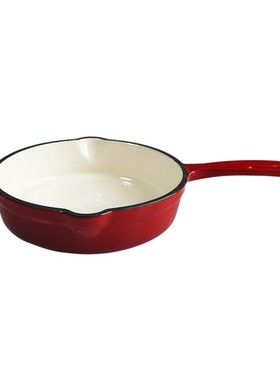 迷你珐琅煎盘煎锅铸铁搪瓷红色2件商用盘餐具自助餐厅定制锅具