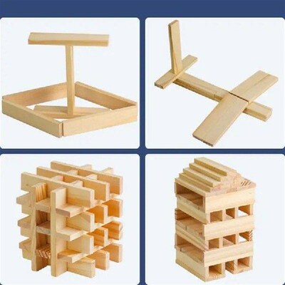Wooden Stacking Bs 100pcs Planks Building Toy