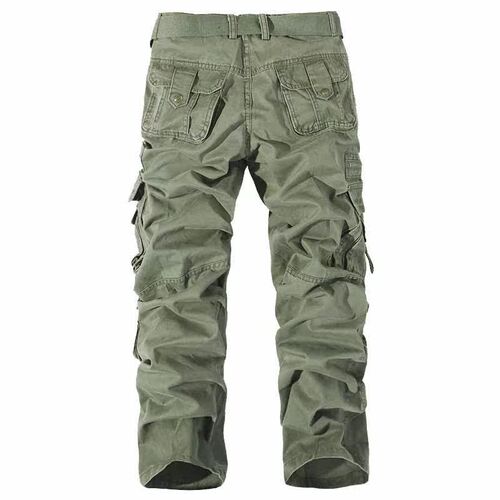 Mens Cotton Mens Casual Solid Color Multi-pocket Washed Ca