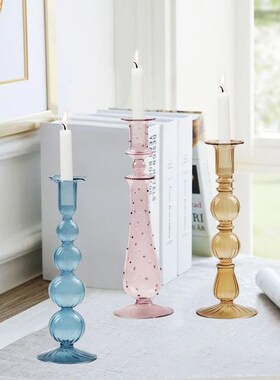 Vintage Crystal Glass Candle Holders, Home Decor, Wedding De