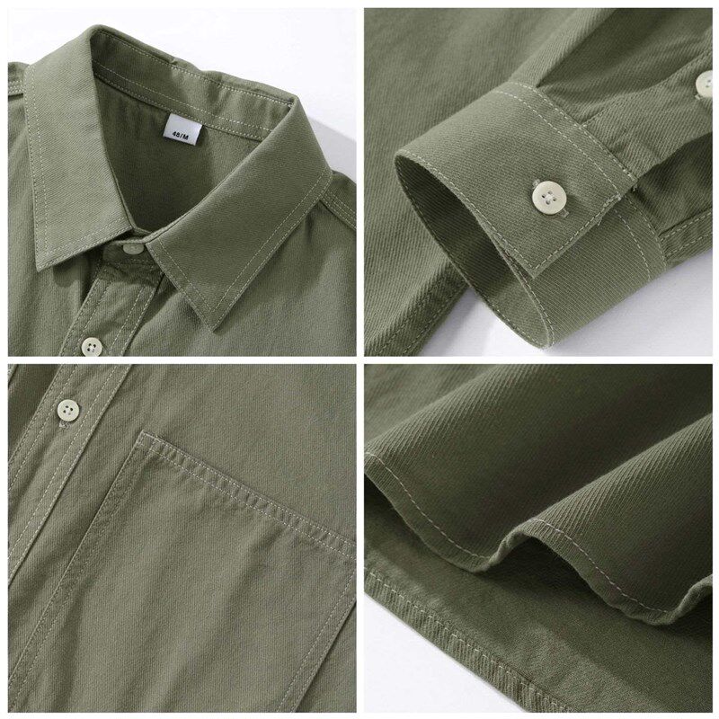 Nengmeng Contrast Color Compilation Ming Line Work Shirt Loo
