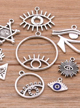 10Pcs 9 Styles Metal Zinc Alloy Mix Sizes Round Triangle Sta