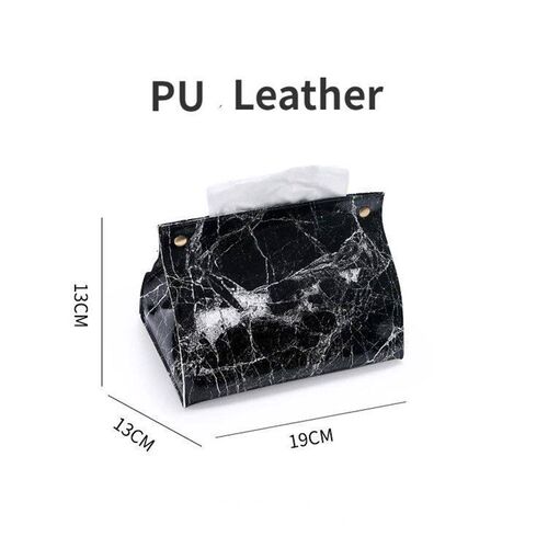 Tissue Case Box Container PU Leather Marble Pattern Napkin H