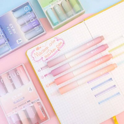 4pcs/Box Highlighter Pen Kawaii Markers Multifunctional Colo