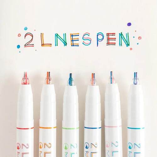 6pcs 2 Lines Colored Marker Pens DIY Drawing Painting Graffi