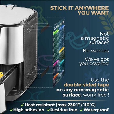 Air Fryer Magnetic Cheat Sheet Set Accessories Cookbook