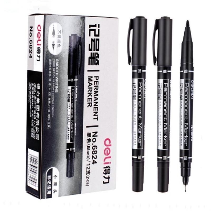 9pcs/Set Twin Tip Permanent Markers, Black, Red,Blue Ink, 1图片