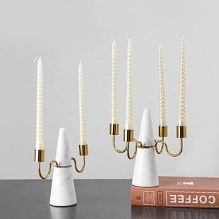 欧式轻奢现代简约大理石烛台二头五头时尚创意酒店餐桌装饰品摆件