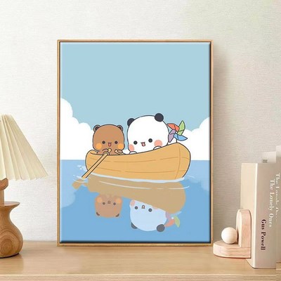 一二布布春游记数字油画diy大幅可爱卡通手工自己填色涂鸦油彩画