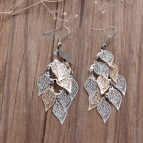 8Seasons Fashion Vintage Drop Earrings Leaf Colorful Feather