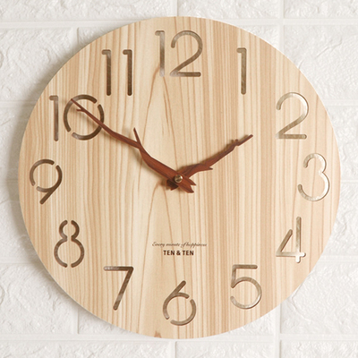 Wooden 3D Wall Clock Modern Design Nordic Childrens Roo