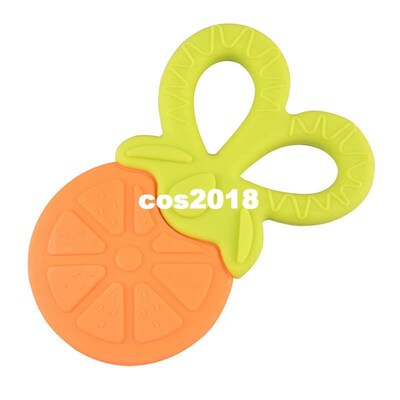 Safe Silicone Baby Teether Fruit Orane Shape Teeth Toy Baby