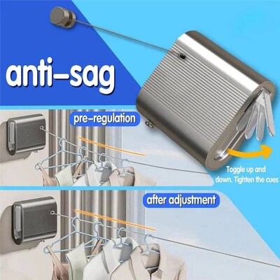 AA76-13.8 Ft Retractable Clothes Line Indoor Outdoor, Non-Sa