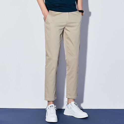 Mens Simple Cotton Casual Pants Summer and Autumn New Slim-