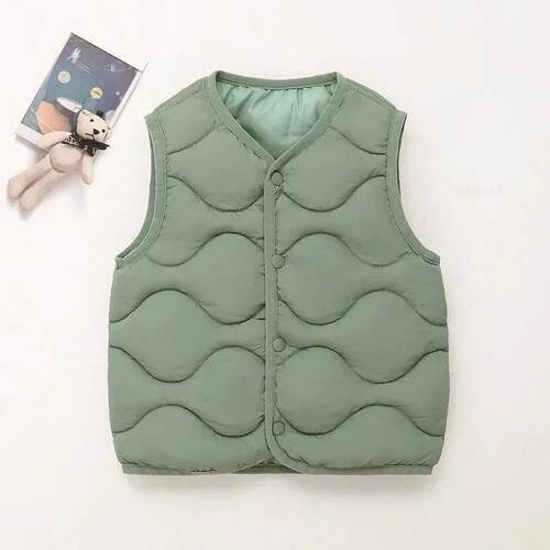 New Children Warm Cotton Vest Fashion Solid Boys Girls Baby