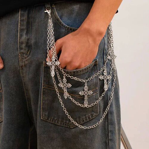 Fashion Punk Metal Pants Chain Hip Hop Waist Chain Cross Pen