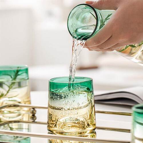 1100ML Glass Water Pitcher with 280ML 4 Tea Cups Glass Water