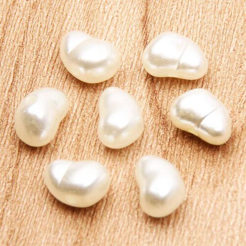 100pcs 6x9mm Irregular Beige Acrylic Charms Pearl Beads Imit