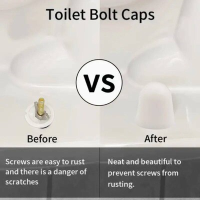 4pcs Universal Toilet Bolt Caps, Round Plastic Push-On Toile