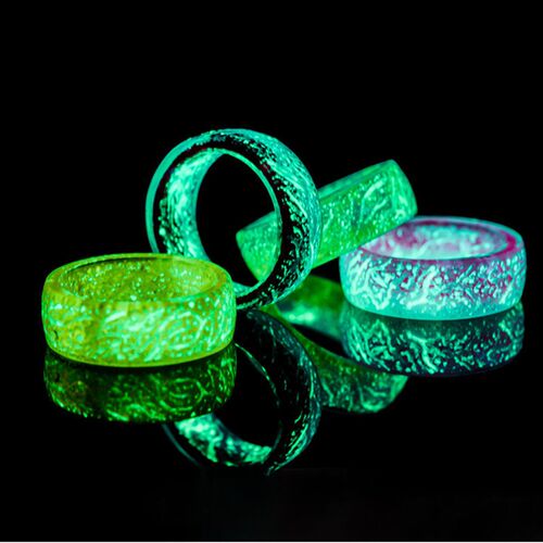 New Fashion Colorful Luminous Resin Ring Women Men Fluoresce