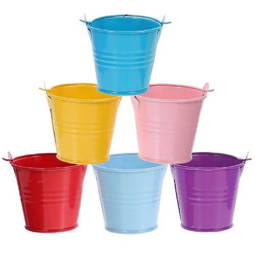 6 Pcs Small Iron Bucket Ornaments for Kids Candy Galvanized
