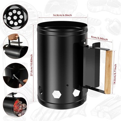 Charcoal Grill Chimney Starter Rapid Fire BBQ Accessory