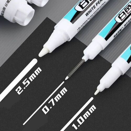 White Marker Pens 0.7/1.0/2.5mm Waterproof Oily Permanent Pa