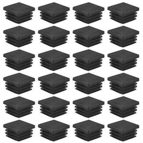 24 Pcs 30mm x 30mm Plastic Ribbed Square End Caps Tube