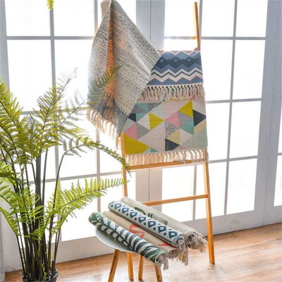 Ins Nordic Floor Mat Cotton Woven Thickened Mat Foot Mat Doo