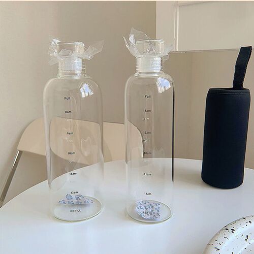 500/700ml Large Capacity Plastic Bottle With Time Marker Cov
