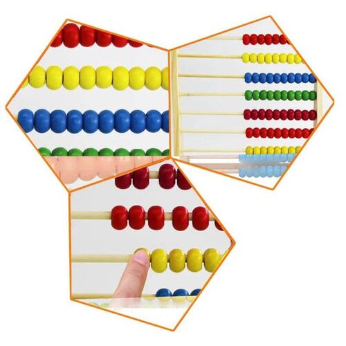 Wooden Abacus 10-row Colorful Beads Counting Kid Maths Learn
